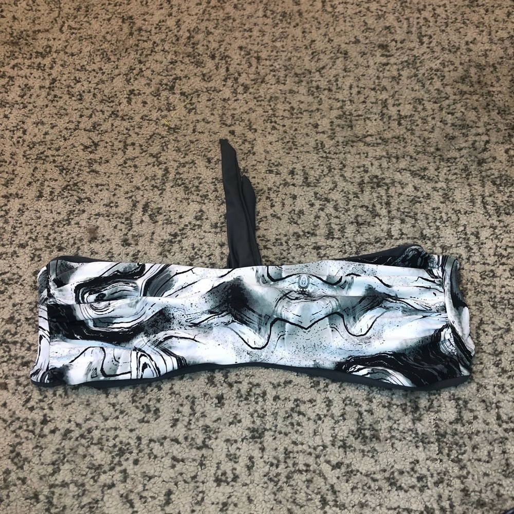 Venus White & Gray Marble Printed Strapless Bikini Top Size Small